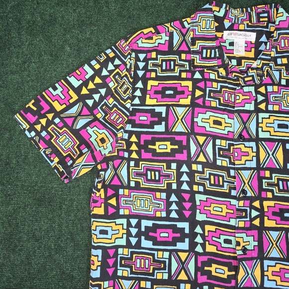 H&M❤️COACHELLA | 2015 Southwestern Geometric Short Sleeve Button Down Shirt - Picture 9 of 12
